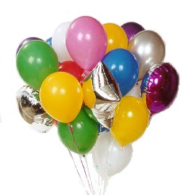 30 adet farklı renklerde uçan balon buketi STA balon firmasi ürünüdür 